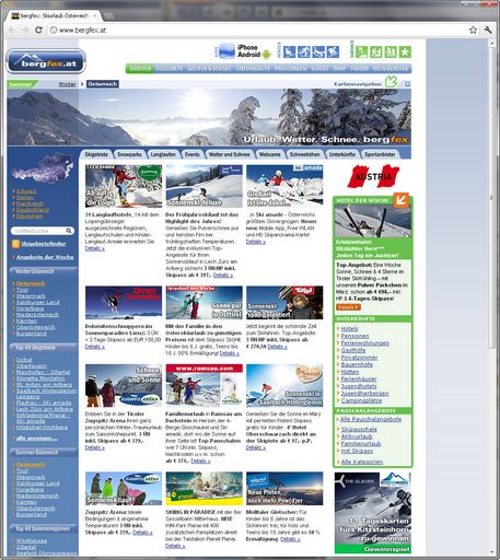  Bergfex, Europas größte touristische Bergsportplattform, konnte mit über 9 Millionen Visits im Jänner 2012 die höchsten Zugriffe der 13-jährigen Unternehmensgeschichte verzeichnen.