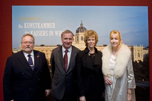 von links nach rechts: Prof. Dr. Alfried Wieczorek, Vorstandsvorsitzender der Curt-Engelhorn-Stiftung und Generaldirektor der Reiss-Engelhorn-Museen / S.E. Dr. Ralph Scheide, Botschafter von Österreich / Dr. Sabine Haag, Generaldirektorin und Wissenschaftliche Geschäftsführerin des Kunsthistorischen Museums Wien, / Dr. Susanne Wichert, Direktorin Curt-Engelhorn-Zentrum Kunst- und Kulturgeschichte