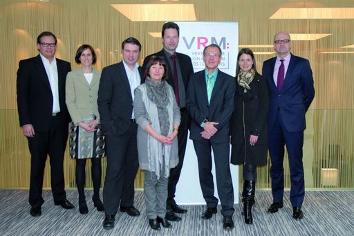  "Der Vorstand des VRM - Im Bild v.l.n.r. Mag. Markus Raith (Vorarlberger Medienhaus), Mag. Martina Holl (Bezirksrundschau), Dr. Michael Tillian (RMA), Erika Egger (Rundschau), Friedrich Dungl (Rieder Magazin), Präsident Josef Gruber (Tips), Mag. Astrid Weigelt (VORMagazin) und Mag. Werner Herics (RMA)