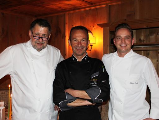 Am 20. März 2012 traf sich die Beletage der Innsbrucker Gastronomieszene im 2-Hauben Restaurant Europa Stüberl. (v.l.: Alfred Miller (Schöneck), Roland Geisberger (Europa Stüberl) und Florian Prelog (Café Sacher).