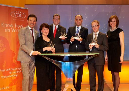 Niklas Tripolt (Geschäftsführer VBC), Sylvia Harrari, Harald Feuer (C+C Pfeiffer), Harald Klöckl, Gerald Neubauer (Vertretung BMW Wien), Alexandra Tripolt (Projektleitung Verkaufskongress).
