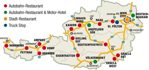 Vorschau Bild von Österreichkarte mit allen 19 Rosenberger-Standorten