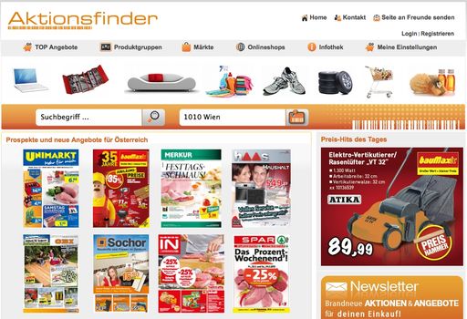 Screenshot Aktionsfinder