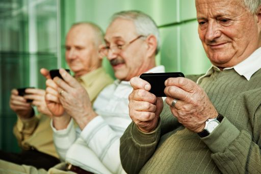 seniors browsing their smart phones
