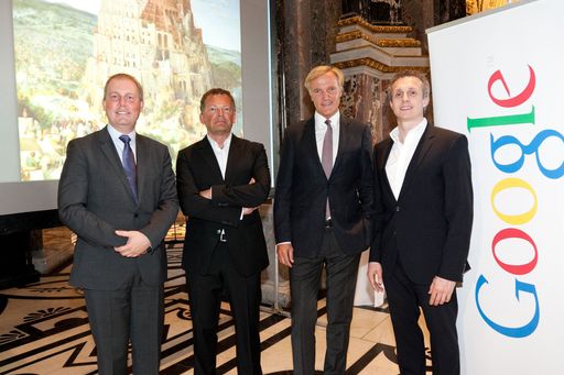 Im Bild v.l.n.r.: Dr. Paul Frey (Kaufmännischer Direktor des KHM) , Mag. Peter Weinhäupl (Managing Director Leopold Museum), Dr. Klaus Albrecht Schröder (Direktor Albertina), Dr. Stefan Tweraser (Country Director Google Deutschland / Österreich/ Schweiz)