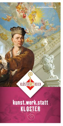 Den neuen Folder "kunst.werk.statt Kloster" und den Klösterreich-Themenweg "Paul Troger 2012" erhält man kostenlos bei der Klösterreich-Geschäftsstelle, c/o ITA Hermann Paschinger, Prof. Kaserer Weg 333, A-3491 Straß, Tel. +43 (0)2735 5535-0, Mail: info@kloesterreich.at, Internet: www.kloesterreich.at, Facebook: www.facebook.com/Kloesterreich