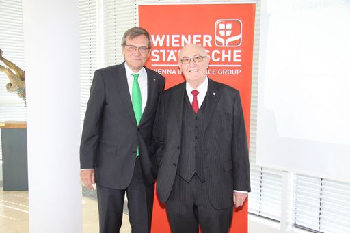 Im Bild v.l.n.r.: Mag. Robert Lasshofer, Generaldirektor der Wiener Städtischen Versicherung und Dr. Günter Geyer, Vorstandsvorsitzender des Wiener Städtische Versicherungsvereins.