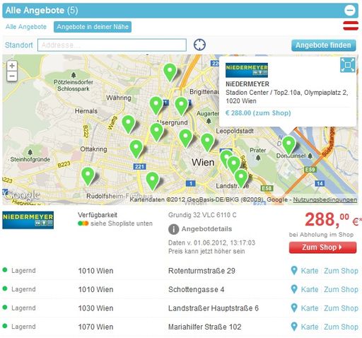  Online recherchieren und beraten lassen, offline kaufen - auf finderly.com wird angezeigt, in welchen Filialen das aus den Empfehlungen ausgewählten Produkt verfügbar ist.