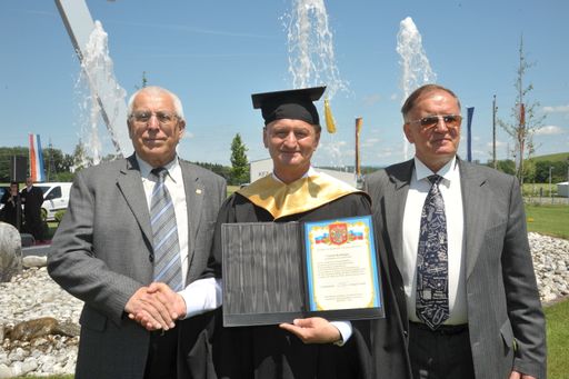 Im Bild v.l.n.r.: Prof. Sidorin, Ulrich Kubinger, Prof. Gubin