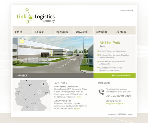 Vorschau Bild von Webauftritt Link Logistics Germany