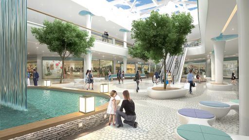 Vorschau Bild von Nach oben hin offene Flächen, Baumgruppen und
Wasserelemente machen die neue Shopping City Süd zu einem echten
Blickfang.
