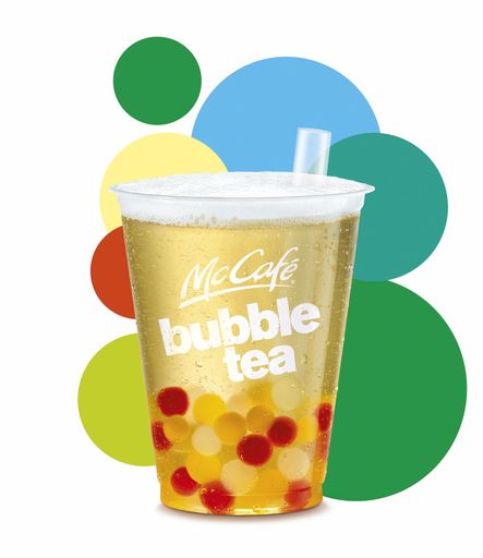 Vorschau Bild von Der neue Bubble Tea von McDonald's Österreich in
der Kombination "Vanilla Rainbow" (White Tea + Vanilla + Boba Mix)