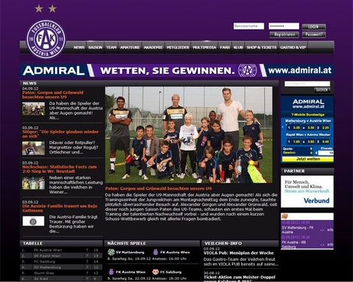 LAOLA1.tv ist ab sofort neuer und exklusiver
Werbevermarkter der Website des FK Austria Wien.