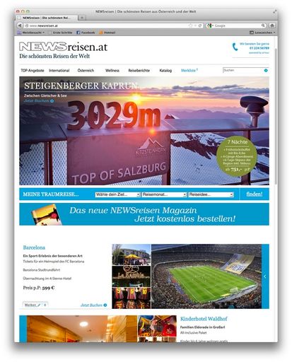 Vorschau Bild von NEWSreisen Website.