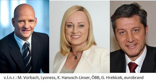  V.l.n.r.: M. Vorbach, Lyoness; K. Hanusch-Linser,
ÖBB; G. Hrebicek eurobrand
