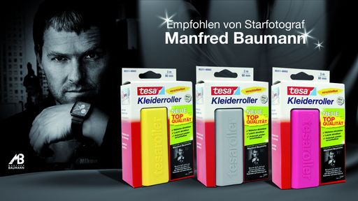  Starfotograf Manfred Baumann empfiehlt den tesa(R)
Kleiderroller mit neuer Top-Qualität.
