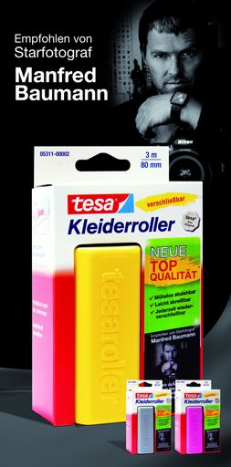 Vorschau Bild von Starfotograf Manfred Baumann empfiehlt den tesa(R)
Kleiderroller mit neuer Top-Qualität.