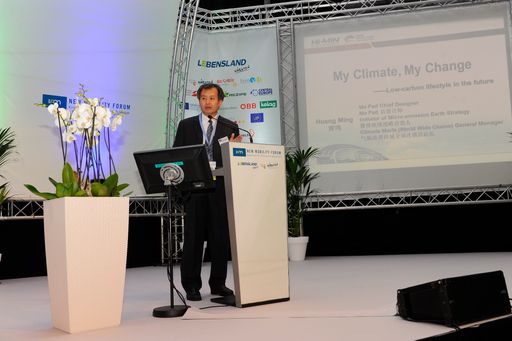  Keynote Sprecher Huang Ming bei seiner
Eröffnungsrede am Donnerstag.