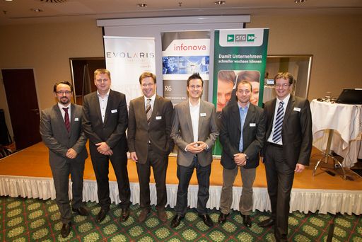 v.l.n.r.: Ulfried Paier (Raiffeisen Rechenzentrum),
Hannes Czamai (AVL), Martin Theyer (AT&S), Michael Berger (Styria),
Patrick Luley (Joanneum Research), Christian Kittl (evolaris)