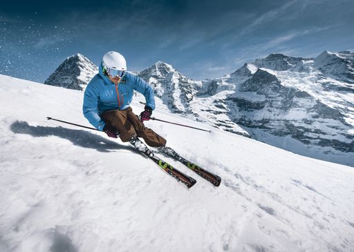 Skifahren vor Eiger, Mönch und Jungfrau