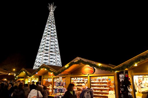 Glitzernde Pracht: Auf einem der Innsbrucker
Christkindlmärkte leuchtet nun erstmals ein mit Swarovski Kristallen
bestückter Weihnachtsbaum.
