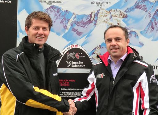 Vorschau Bild von Neue Partnerschaft zwischen TechnoAlpin und der
Silvrettaseilbahnen AG AG Martin Ganzer (TechnoAlpin) und Markus
Walser (Silvrettaseilbahnen AG)