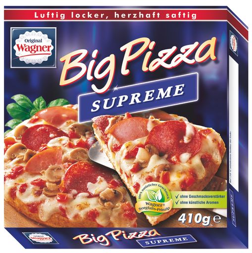 Big Pizza - Supreme. Die Wagner Tiefkühlprodukte
GmbH, Nonnweiler, warnt vorsorglich vor dem Verzehr von "Die
Backfrische" und "Big Pizza". Von dem Rückruf betroffen sind die
Produkte mit einem Mindesthaltbarkeitsdatum (MHD) bis November 2013
(11.2013). Die Verwendung dieses Bildes ist für redaktionelle Zwecke
honorarfrei. Veröffentlichung bitte unter Quellenangabe: "obs/Wagner
Tiefkühlprodukte GmbH"
