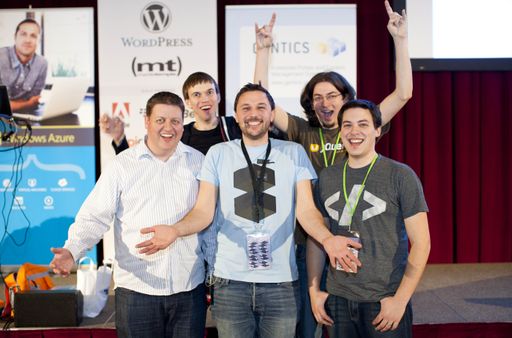 http://www.apa-fotoservice.at/galerie/3891
v.l.n.r.: Richard D. Worth (Director, jQuery Foundation), Sebastian
Kurfürst (Typo3 core), Haymo Meran (CTO und Geschäftsführer, Gentics
Software GmbH), Jörn Zaefferer (jQuery UI core) und Doug Neiner
(appendTo)
