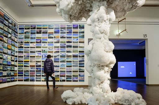 Wien - Text folgt. Ausstellung "Wolken" im Leopold
Museum, Ausstellungsansicht mit Werken von Dietrich Wegner und
Olivier Masmonteil und Cory Arcangel