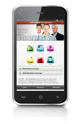 Startseite der neuen mobilen Version von
www.vorsorgekasse.at