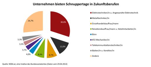 Bereits 400 Schnupperangebote des NEBA-Netzwerks
http://www.neba.at in 12 Wachstumsbrachen für Jugendliche mit
Benachteiligungen in ganz Österreich, noch vor offiziellem Start der
einmaligen Arbeitsmarktinitiative