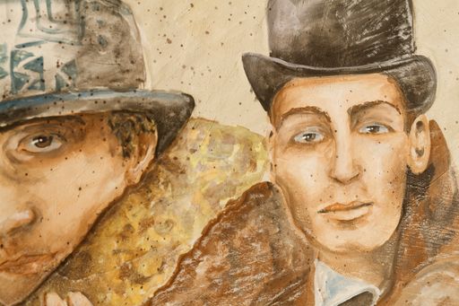 Neue Ausstellung im Cabaret Voltaire: Ausschnitt
des Fresko, gemalt von Andy Ineichen. 5. Juni 2013. Copyright:
Martin Stollenwerk / Weiterer Text ueber ots und auf
http://www.presseportal.ch. Die Verwendung dieses Bildes ist fuer
redaktionelle Zwecke honorarfrei. Veroeffentlichung unter
Quellenangabe: "ots.Bild/Cabaret Voltaire".