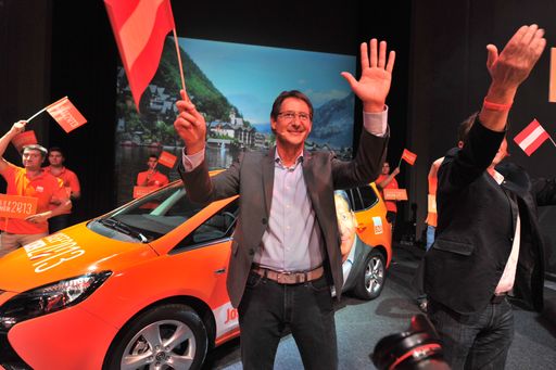 BZÖ-Obmann und Spitzenkandidat Josef Bucher am Beginn seiner Rede
beim Wahlauftakt in St. Wolfgang