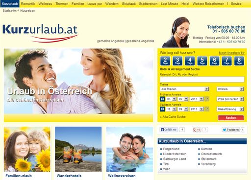 Startseite von Kurzurlaub.at