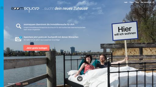  Startseite von zoomsquare mit dem zoomsquare-Bett
als key visual
