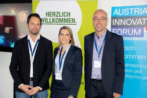  v.l.n.r.: Mag. René Massatti (TrendONE), Mag.
Romana Edelhauser-Preissl (Bisnode D&B), Mag. Helmut Blocher MBA
(Austrian Innovation Forum)
