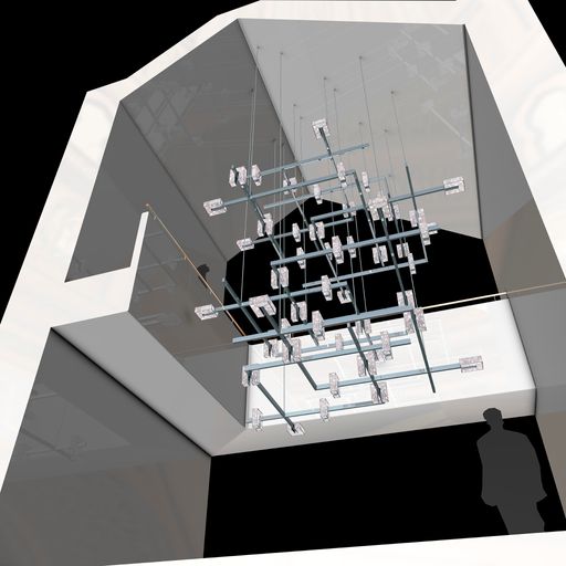 Vorschau Bild von Kabellose Stromzufuhr macht es möglich: Mit LED
beleuchtete Lichtelemente können an beliebiger Stelle auf ein
Schienensystem aufgesetzt und frei bewegt werden.