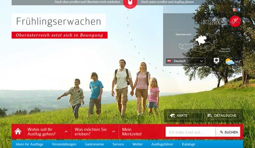 Das Internet ist längst die wichtigste
Informationsquelle für die Ausflugsplanung. Mit dem Relaunch der
Online-Plattform www.ausflugstipps.at können sich die Gäste perfekt
über die Angebote in Oberösterreich informieren.