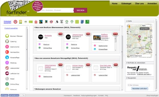  Neueste AnbieterInnen; neueste von BenutzerInnen
getätigte Einträge, Bewertungen sowie Kommentare