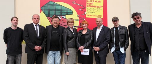 v. l. n. r.: Tibor Zenker, Bürgermeister Reinhard
Resch, Lukas Resetarits, Landesrätin Barbara Schwarz, Chris Lohner,
Direktor Gottfried Gusenbauer, Jan Zenker, Peter Patzak