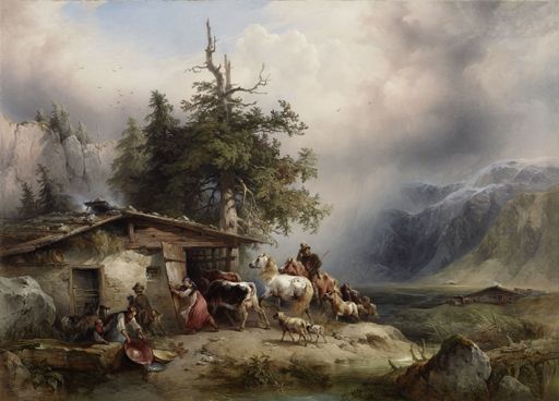 Friedrich Gauermann (1807-1862), Heimkehr vor dem
Gewitter, 1845, Öl auf Leinwand, 90 x 122,5, Leopold Museum, Wien,
Inv. 2081