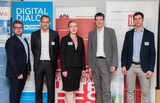 Die Vortragenden, Podiumsteilnehmer und Initiatoren
des 24. Digitaldialogs zum Thema "Geschäftsmodelle in einer
digitalen Welt - Wie Informations- & Kommunikationstechnologien neue
Geschäftsmodelle ermöglichen"