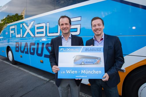 Mag. Thomas Blaguss und André Schwämmlein
präsentieren die neue Fernbuslinie Wien-München.
