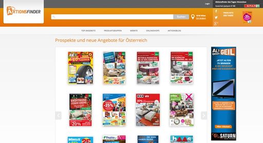  Screenshot Aktionsfinder.at- Moderner,
übersichtlicher und schneller: Die digitale
Prospektverteilungsplattform glänzt im neuen, innovativen Look.