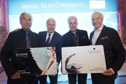  http://www.apa-fotoservice.at/galerie/5997 Im
Bild v.l.n.re.: Präsident Beppo Mauhart, Direktor Gerhard
Gucher/VAMED Vitality World, Intendant Prof. Frank Hofmann,
Intendant Prof. Harald Serafin.