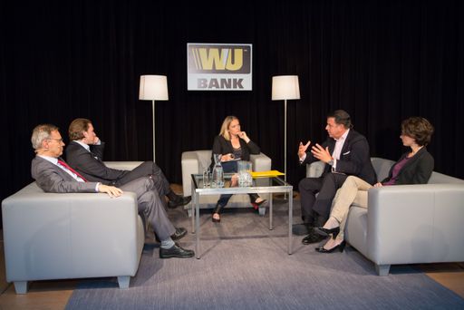 Vorschau Bild von http://www.apa-fotoservice.at/galerie/6003/
Podiumsdiskussion mit Sebastian Kurz (Bundesminister für Europa, 
Integration und Äußeres), Rainer Münz(Leiter Forschungsabteilung 
Erste Group), Katharina Norden(Gründerin und CEO Three Coins) und 
Hikmet Ersek (CEO The WesternUnion Company)