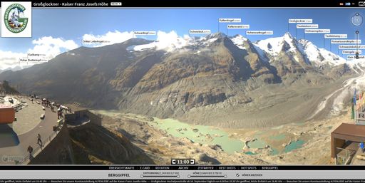  Webcam-Bild Kaiser-Franz-Josefs-Höhe mit Namen
der Berggipfel