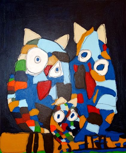 Vorschau Bild von Gerhard Hammerl, Eulenfamilie im Schnee,
Acryl/Leinwand, 100x80 cm