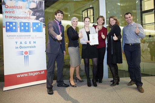 Vorschau Bild von Team der Krainerhütte v.l.n.r. Josef Dietmann (Eigentrümer
Seminar- & Eventhotel Krainerhütte), Ilse Strahammer (Direktorin),
Tina Hillek (1. Receptionisitn & Hochzeitsverkauf), Luise Martinek
(Seminarbetreuung), Dagmar Karner (Verkaufsleitung), Daniel Muresan
(Haustechnikleiter)