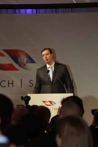  Serbiens Premierminister Aleksandar Vucic bei seinem Empfang in
der Hofburg (29.01.2015)